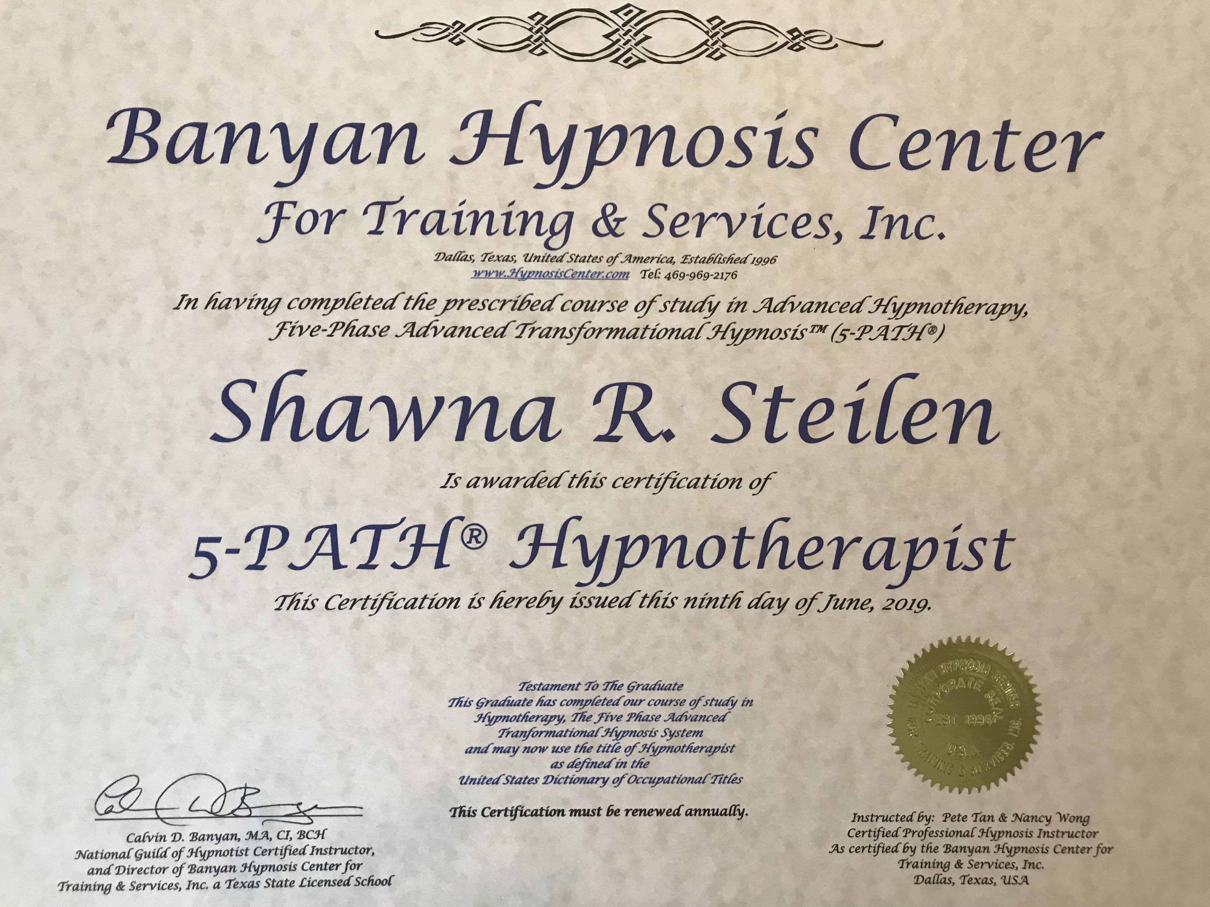 5-Path Certified Hypnotist