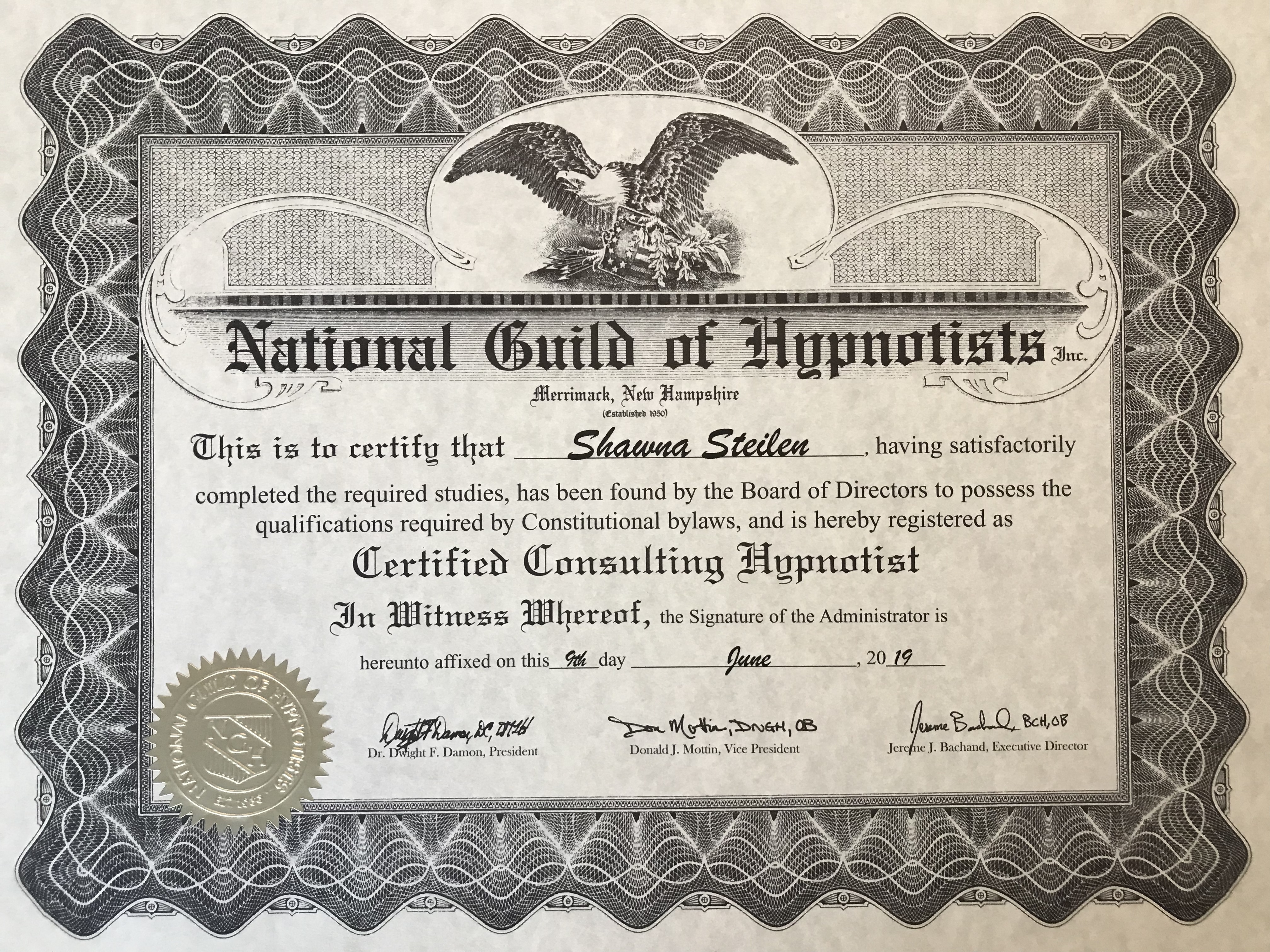NGH Certified Consulting Hypnotist